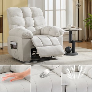 Rocking Recliner Chair with Massage and Heat Function, Ergonomic Breathable Fabric,2 Side Pockets  ,for Living Room,Bedroom - 1 of 4