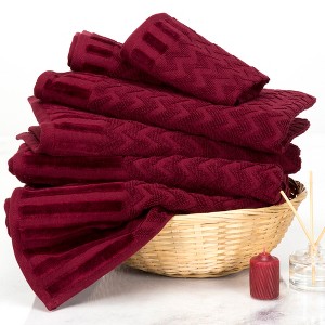 Hastings Home Deluxe Plush Cotton Bath Towel Set – Burgundy, 6 Pieces - 1 of 4