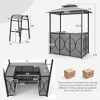 Costway 3 PCS Patio Bar Set with Tempered Glass Bar Table Metal Storage Shelves for Garden Brown/Grey - 3 of 4