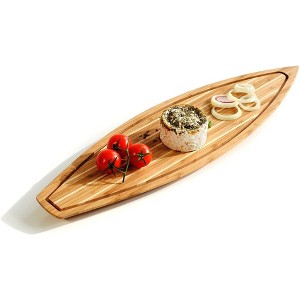 XXD Bamboo Skerry Cruiser Cutting Board – Maritime-Inspired Serving and Cheese Board | Caramelized & Oiled Bamboo, 24" - 1 of 4