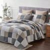 Twin Size Quilt Set, 100 Cotton Patchwork Plaid Bedding, Gray/Black/Tan/White/Cream, Reversible Lightweight Comforter, 2 Pieces - 3 of 4