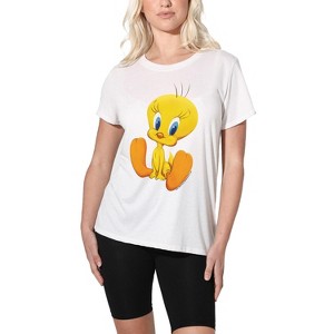 Women's Looney Tunes Cute Tweety Loose T-Shirt - 1 of 4