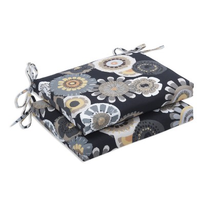 2pc Crosby Floral Outdoor Squared Corners Chair Cushions - Pillow Perfect