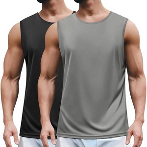 COOFANDY Mens 2 Pack Workout Tank Top UPF 50+ Quick Dry Sleeveless Swim Shirt Gym Muscle Athletic Summer Beach T Shirts - 1 of 4