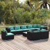 vidaXL 10 Piece Poly Rattan Patio Lounge Set in Black with Cushions - Weather-Resistant Material, Modular Design, Easy Assembly, Optimal Comfort - 2 of 4