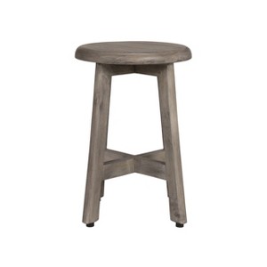 DecoTeak® Shoji® 18" Teak Wood Shower Stool with 12" Round Seat in Antique Gray Finish - 1 of 4