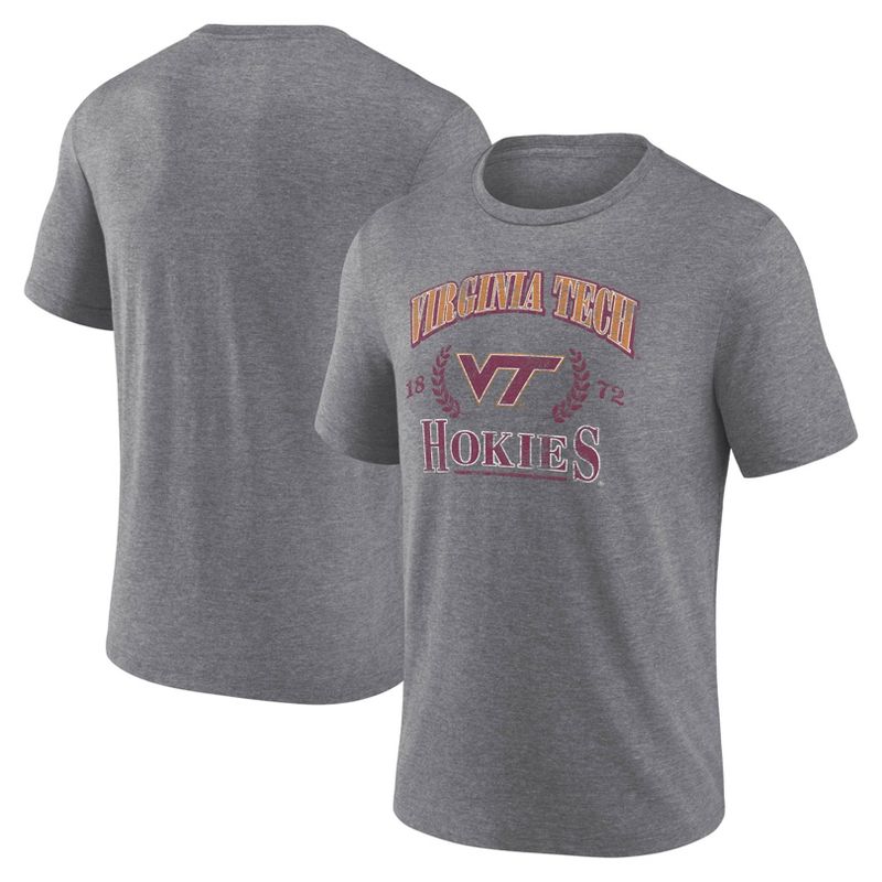 NCAA Virginia Tech Hokies Men&#39;s Gray Tri-Blend Short Sleeve T-Shirt, 1 of 4