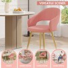VECELO Velvet Dining Chairs Set of 2/4/6, Upholstered Kitchen Chairs with Cushion, Padded Backrest & Metal Legs, Pink/White - 3 of 4