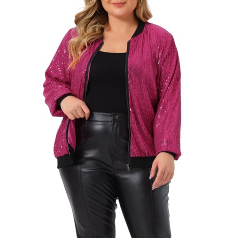 Women's plus size 2024 leather bomber jacket