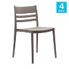Flash Furniture Bridgeport Set of 4 Indoor-Outdoor Stacking Patio Chair with Slatted Backrest, Commercial All-Weather Resin Chair - 2 of 4