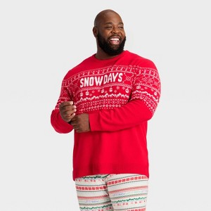 Men's "Snow Days" Fair Isle Holiday Matching Family Sweater - Wondershop™ Red - 1 of 4