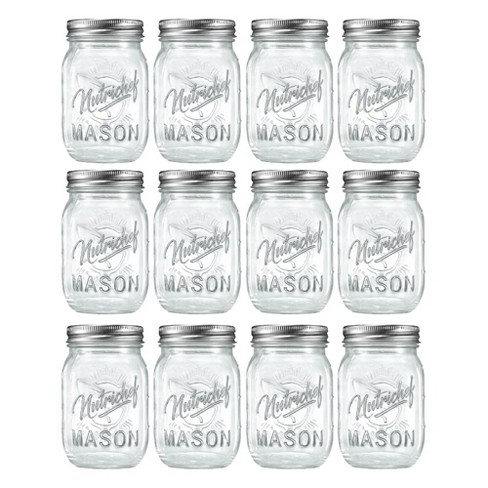Nutrichef 12 Pcs. Glass Mason Jars With Regular Lids And Bands, Diy  Magnetic Spice Jars, Ideal For Meal Prep, Jam, Honey, Wedding Favors, And  More : Target