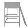Loft Bed With Ladder,  Twin Size Bed Frame, Wooden Slat Support , Solid Wood , Loft Bed Bedroom Furniture No Spring Box Needed - 3 of 4