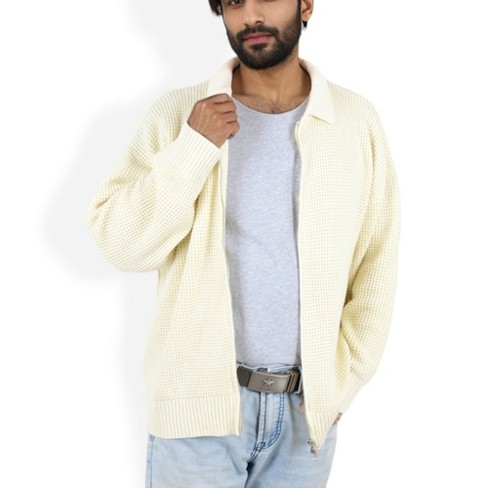 Anna-kaci Men's Waffle Knit Zip-up Cardigan With Classic Collar And Relaxed  Fit : Target