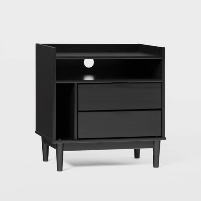Mid-Century Modern Solid Wood 2 Drawer Storage Nightstand - Saracina Home