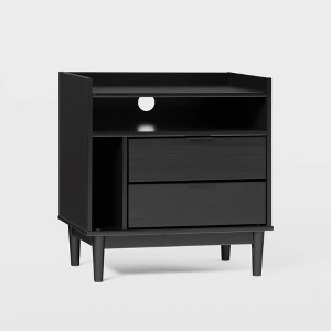 Mid-Century Modern Solid Wood 2 Drawer Storage Nightstand - Saracina Home - 1 of 4