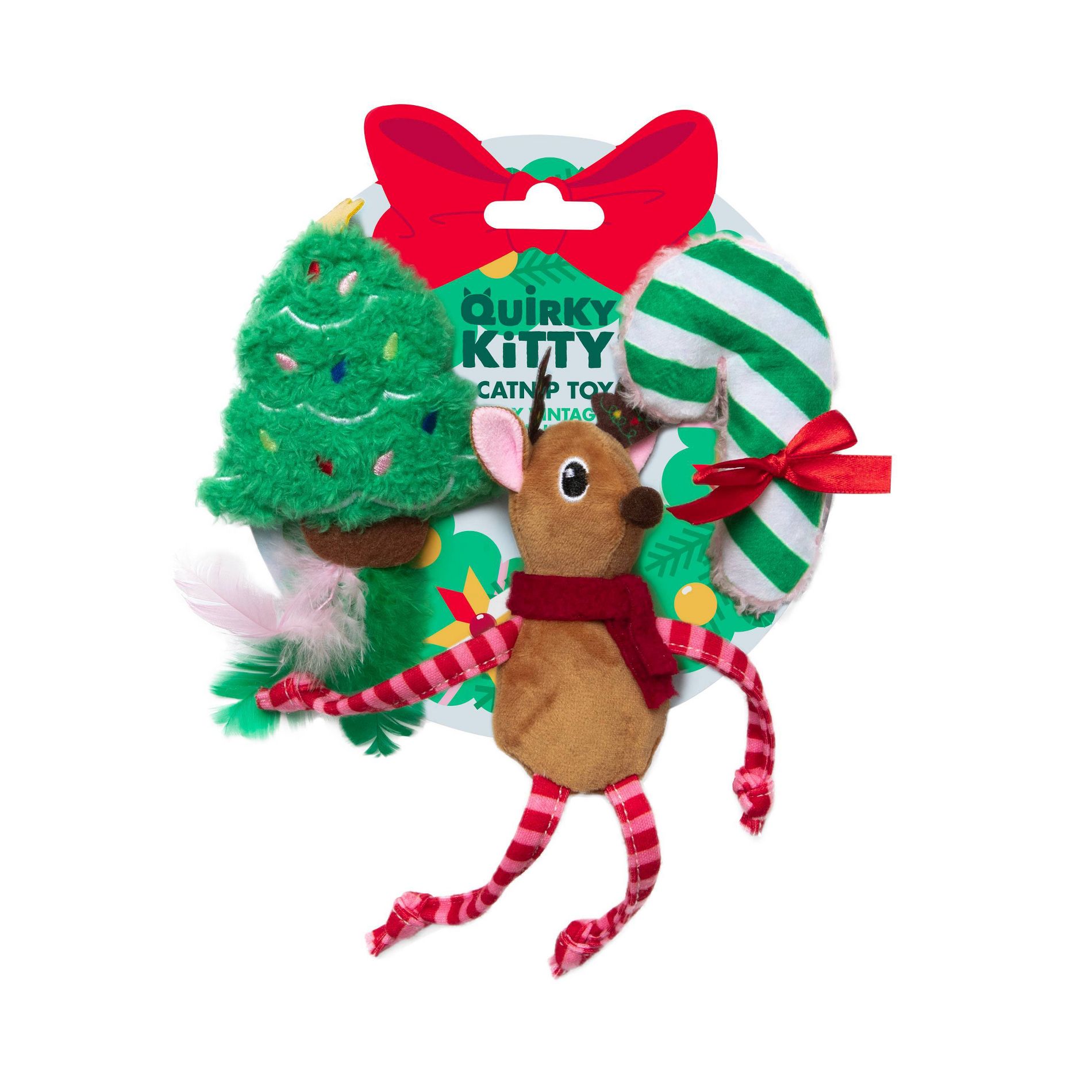 Quirky Kitty Very Vintage Holiday Cat Plush Toy - Green