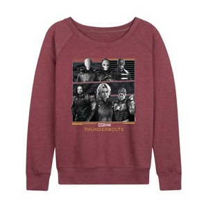 Women's - Marvel - Thunderbolts Grid Lightweight French Terry Wide Neck Long Sleeve Shirt - 1 of 4
