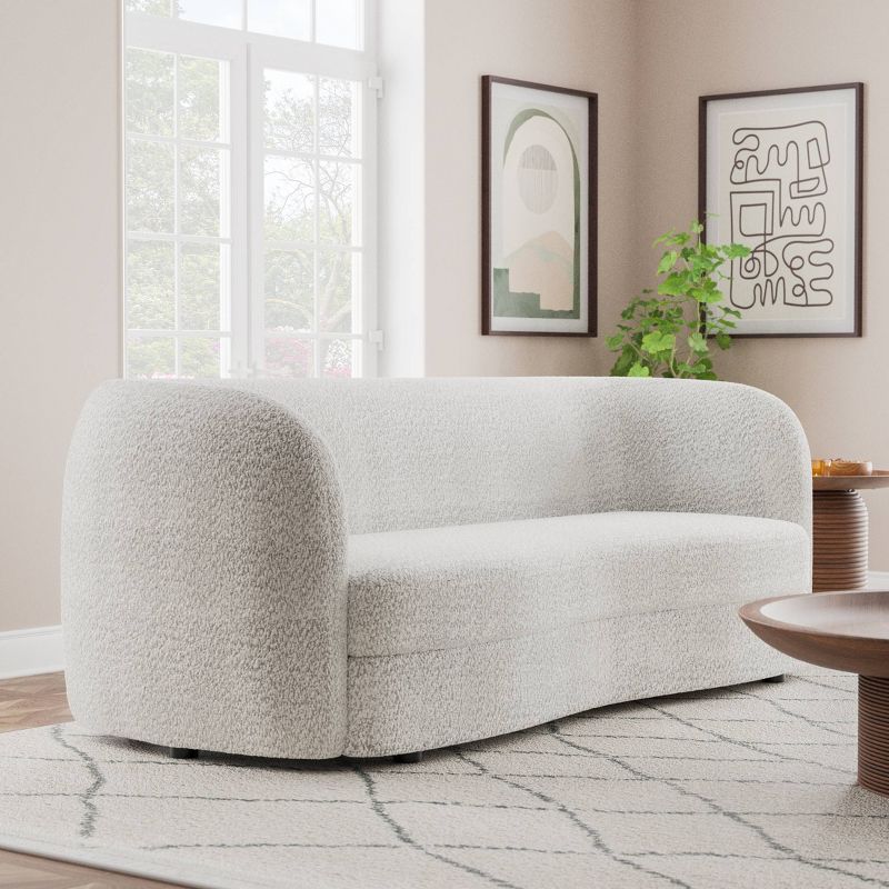 HOMES: Inside + Out 85&#34; Pinehush Boho Curved Boucle Fabric Sofa with Pocket Coil Cushions, 2 of 13