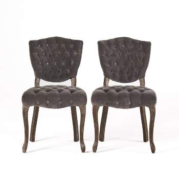 Bates Tufted Dining Chair Set 2ct Charcoal - Christopher Knight Home