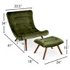 Jupiter 33.5" High Back Wide Upholstered Performance Velvet Lounge Chair Chaise and Ottoman Foot Rest Set-Maison Boucle - 3 of 4
