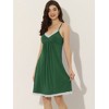 cheibear Women's V Neck Lace Trim Solid Color Pajama Sleepdress Nightgown - 2 of 4