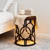 Gulches Industrial Round End Table, Rustic Brown Small Side Table with Metal Hollow Frame, Easy Assembly Nightstand - 3 of 4