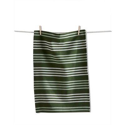 TAG Basket Weave Stripe Dishtowel Green Mlt