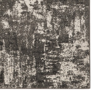Dark Gray Abstract Easy Care Synthetic Area Rug