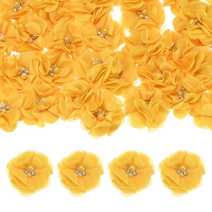 Unique Bargains Mesh Fabric Rhinestone Pearl Chiffon Flowers 2.17 x 2.17 Inch - 1 of 4