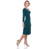 Rekucci Women's Slimming 3/4 Sleeve Fit and Flare Crossover Tummy Control Dress - 2 of 4