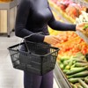 VEVOR Shopping Basket, Set of 12, 21L Durable Plastic Grocery Basket with Metal Handle and Stand, 16.73 x 12.01 x 8.58 inch, Black - 2 of 4