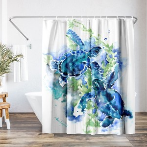 Americanflat 71" x 74" Shower Curtain, Sea Turtles 1 by Suren Nersisyan - 1 of 4