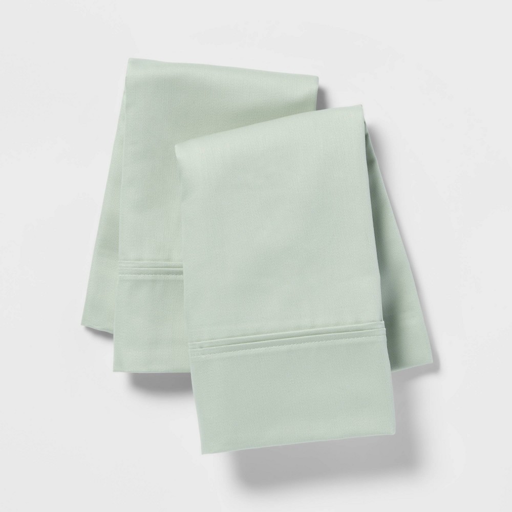 Photos - Pillowcase Standard Solid Performance 400 Thread Count  Set Silver Green 