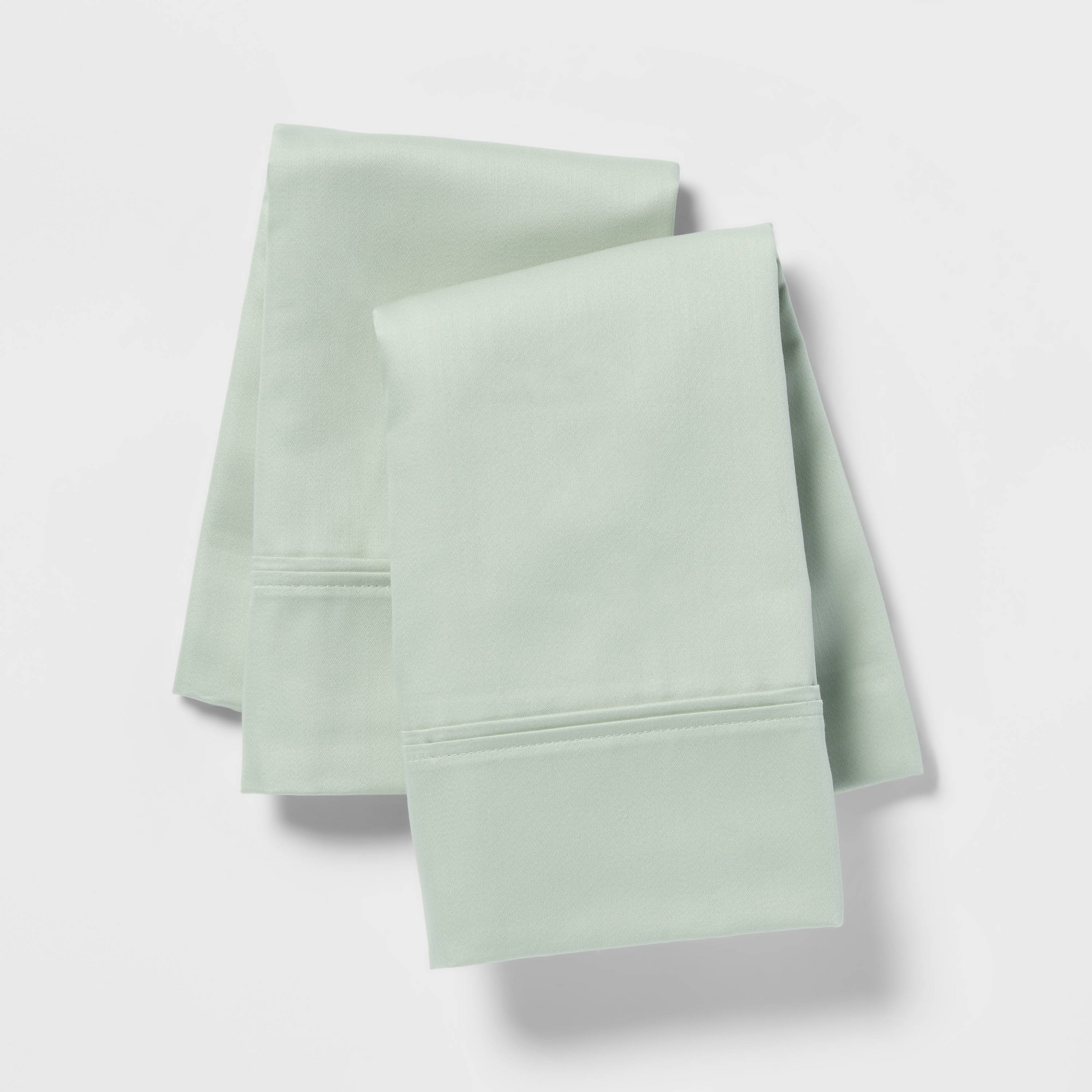 Standard Solid Performance 400 Thread Count Pillowcase Set Silver Green - Threshold™