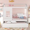 Twin Size House Bed Wood Platform Bed Frame with Twin Size Trundle/2 Drawers, White-ModernLuxe - 2 of 4