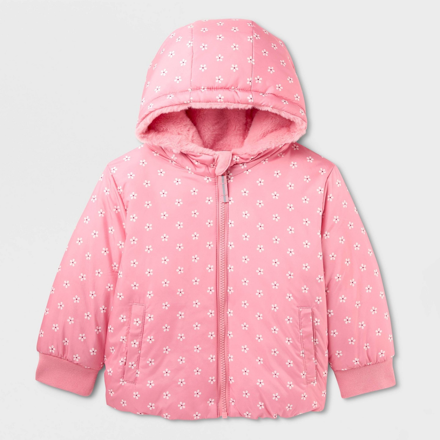 Детская куртка Cat & Jack Toddler Girls' Ditsy Floral Reversible Puffer, цвет: С принтом — фото 2
