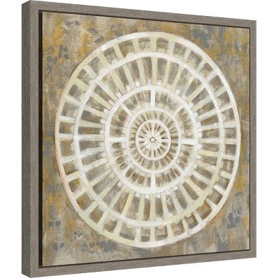 Neutral Abstract Medallion Canvas Wall Art in Frame