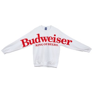 Mens Budweiser King Of Beers Arm To Arm Full Spread Print Crew Sweatshirt - 1 of 2