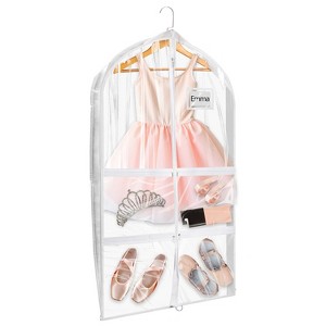 Mber 1 Pack 39" Dance Garment Bags For Dancers, Garment Bags For Dance Costumes, For Dance Competitions, with 4 Medium Clear Zipper Pockets, Clear - 1 of 4