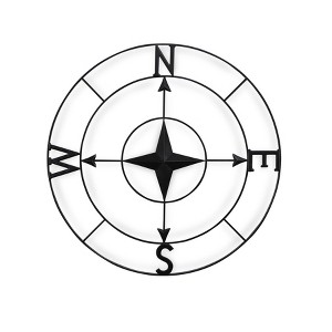 Cheung's Lowell Black Round Metal Wall Compass - 1 of 4