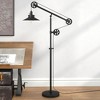 Hudson and Canal Wide Brim/Pulley System Floor Lamp with Metal Shade Blackened Bronze: Adjustable Height, Mid-Century Modern Design, UL Listed - 3 of 4