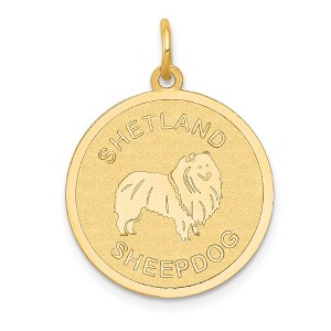 Black Bow Jewelry 14k Yellow Gold Laser Etched Shetland Sheepdog Disc Pendant, 19mm - 1 of 4