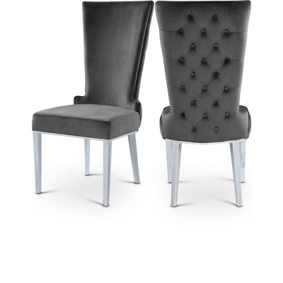 Meridian Furniture,Serafina Grey Velvet Dining Chair, Set of 2