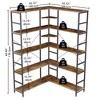 Whizmax 5-Tiers Corner Bookcase with Curved Panels, L Shaped Shelf with Metal Frame,Industrial Bookcases and Bookshelves,Retro Brown - 4 of 4