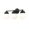 Vaughn 3-Light Vanity Light - Matte Black Steel with Opal Glass Shades, Dimmable, Damp Rated - 2 of 4