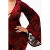 Slickblue Women's Velvet Flocking Jumpsuit, Bell Sleeves, Skinny Fit, Bra Included, Burgundy, Size S-L - 3 of 4