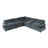 115"W Modular Sectional Sofa Upholstered Sofa with Cushions, Low Back and Hidden Storage Compartments,Dark Gray-ModernLuxe - 4 of 4