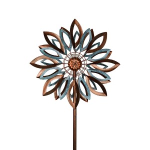 Cyan Oasis 87-Inch Water Lily Solar Wind Spinner - 1 of 4