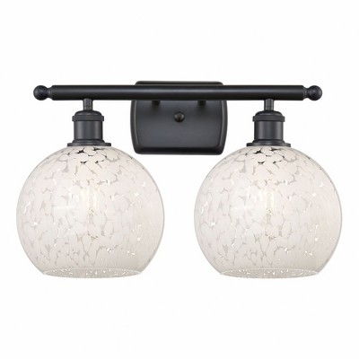 White Mouchette - 2 Light Bath Vanity In Modern Style-11 Inches Tall and 18 Inches Wide
